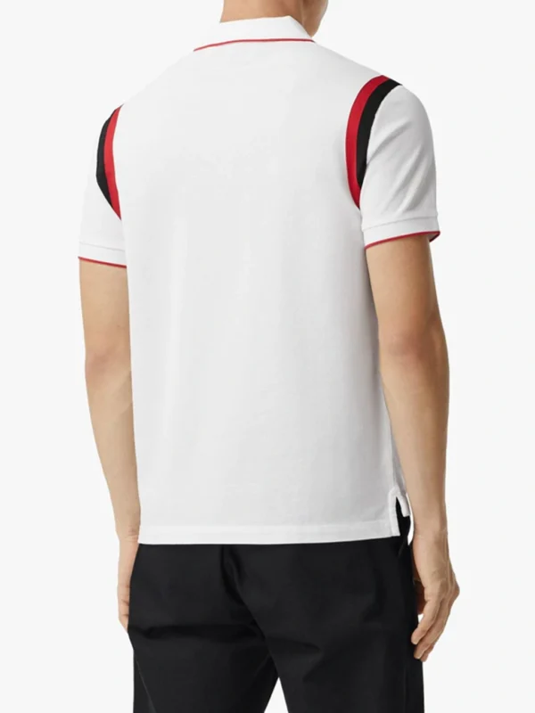 Men's Burberry SS21 Pattern Cotton Polo Shirt White - Image 4
