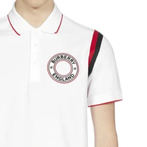 Men's Burberry SS21 Pattern Cotton Polo Shirt White