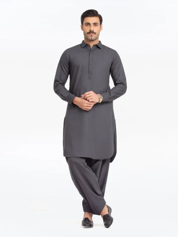 Drape Shalwar Kameez Charcoal Gray