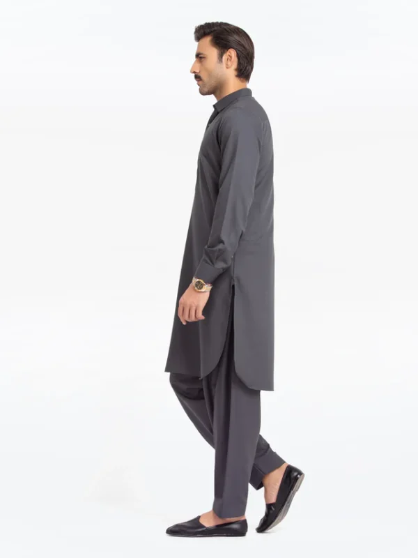 Drape Shalwar Kameez Charcoal Gray - Image 2