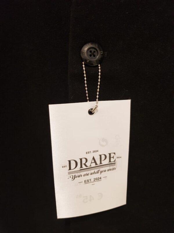 Drape Long Coat Black - Image 2