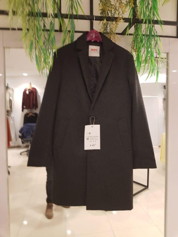 Drape Long Coat Black