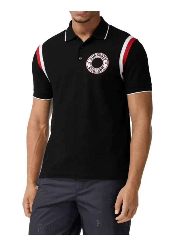 Men's Burberry SS21 Pattern Cotton Polo Shirt Black