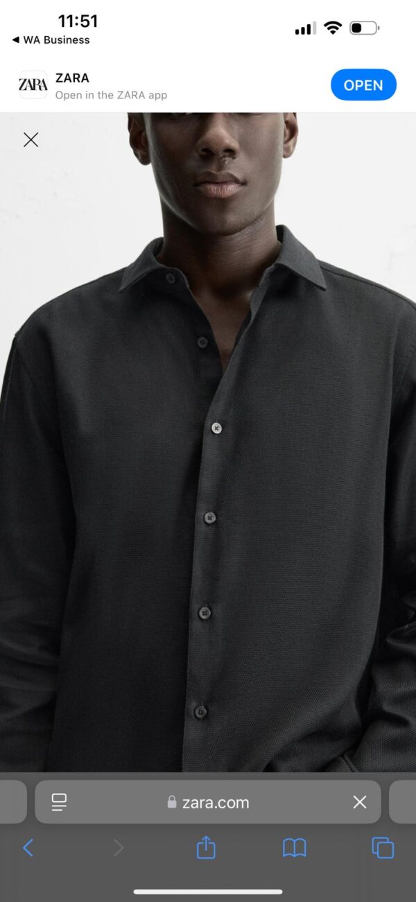 ZARA TEXTURE BLACK SHIRT